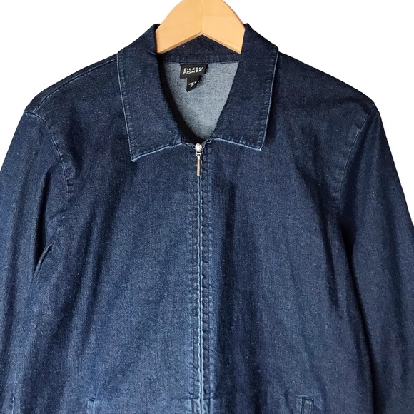 Medium Eileen Fisher Blue Cotton Chambray Shirt Jean Jacket Coastal Stretch - Picture 2 of 12